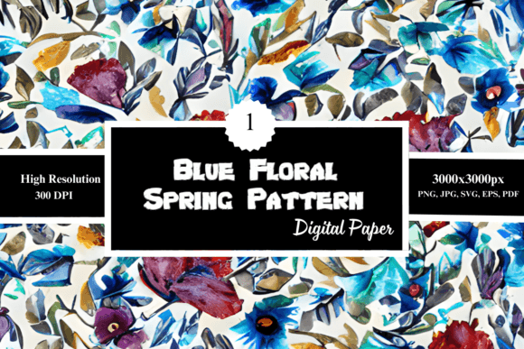 Blue Floral Spring Pattern