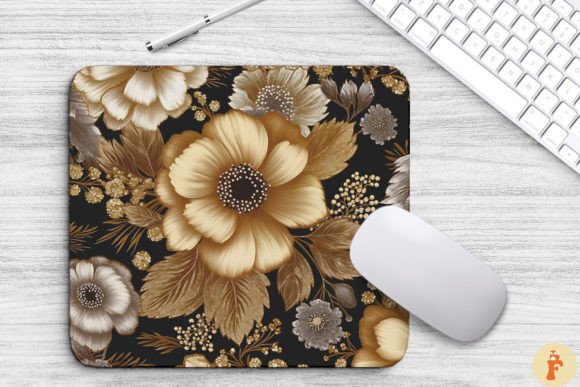 Brown and Gold Floral Bouquet Mouse Pad