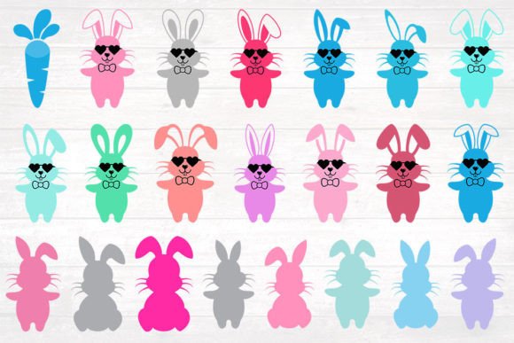 Easter Bunny Rabbit Silhouette Set
