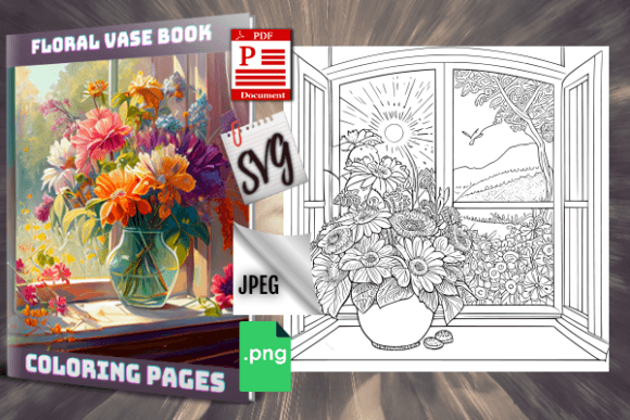 Editable Floral Vase Coloring Pages