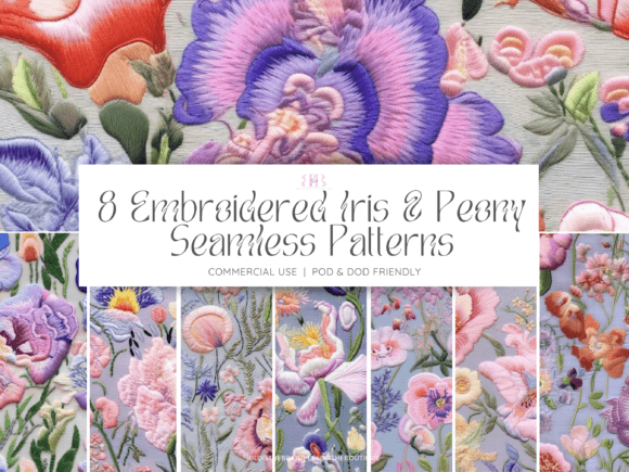 Embroidered Floral Seamless Pattern Pack