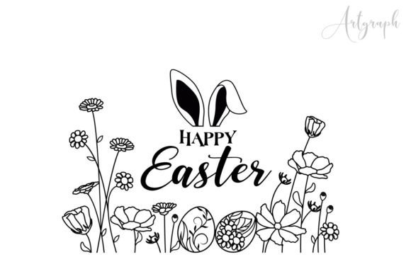 Floral Happy Easter SVG