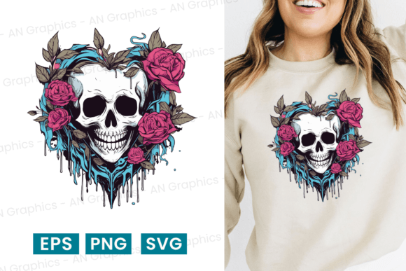 Floral Skull T-Shirt Design Vector SVG