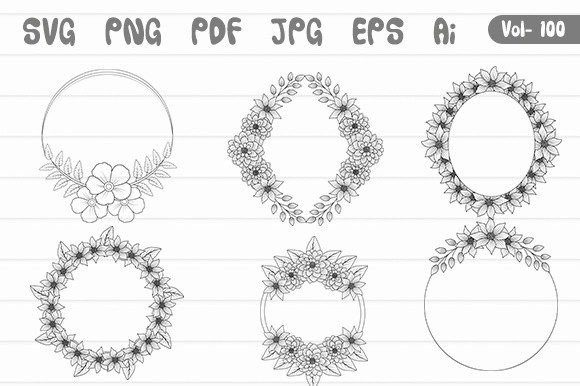 Flower Wreath Floral Frame Flowers SVG