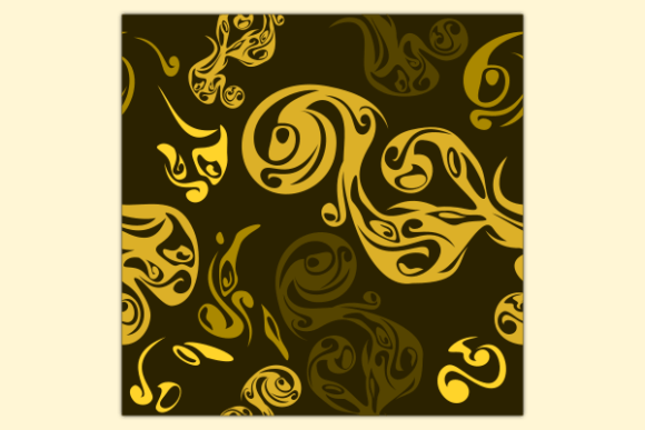 Golden Floral Dark Seamless Pattern
