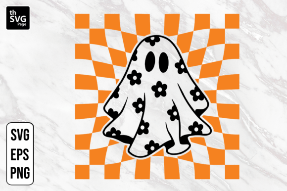 Halloween Checkered Daisy Ghost SVG PNG