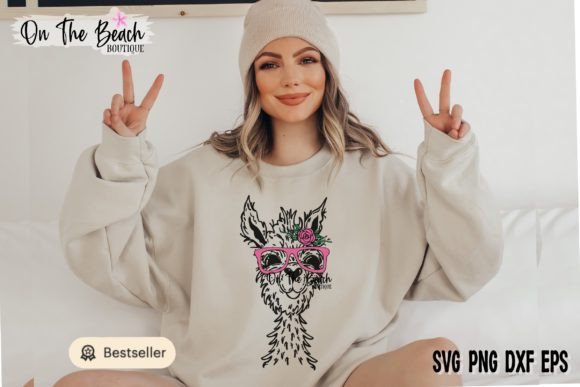 Llama SVG Alpaca Svg Glasses Floral Cute