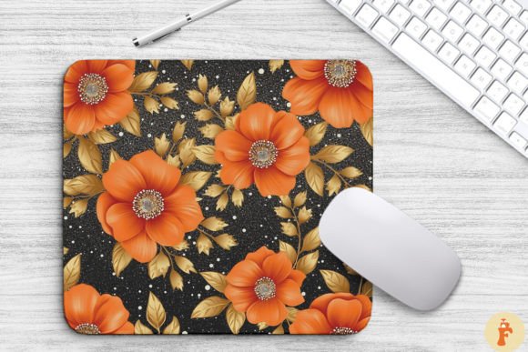 Orange and Gold Floral Bouquet Mouse Pad