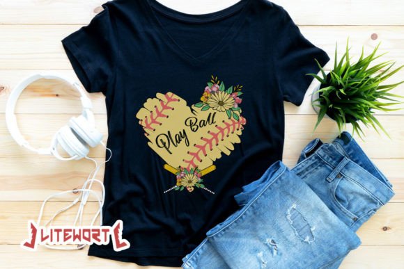 Play Ball Baseball Floral Soft Ball