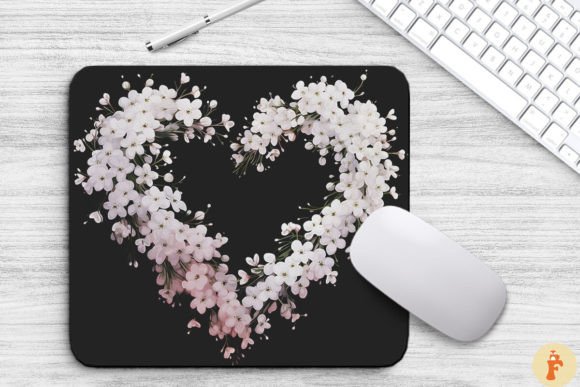 Romantic Floral Heart Mouse Pad Design