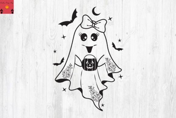 Spooky Floral Halloween Ghost SVG