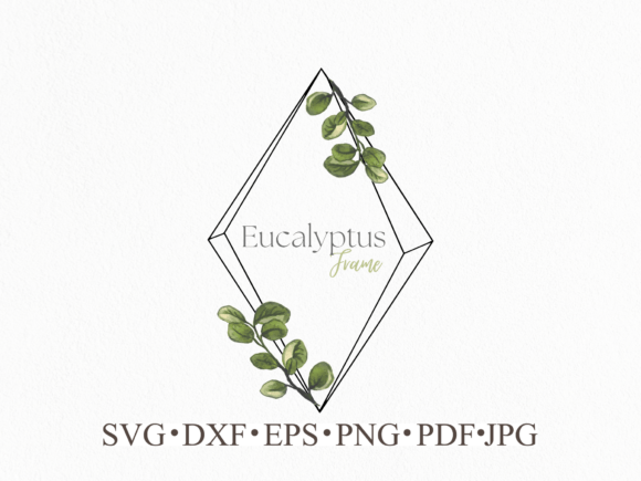Watercolor Eucalyptus Branch Romb Frame